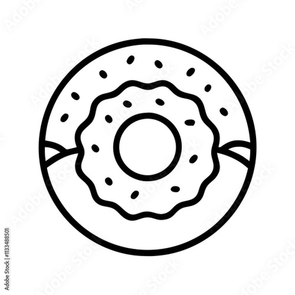 Fototapeta jelly filled doughnut - simple black line art icon of jelly filled doughnut for doughnut daycelebrations. doughnut vector art.