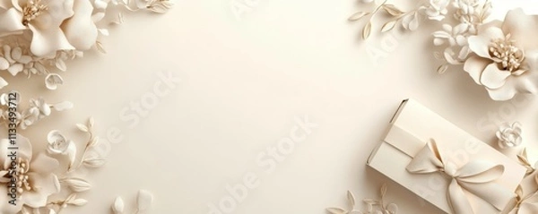 Fototapeta Elegant wedding invitation mockup with floral elements, .