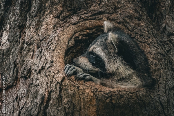 Fototapeta racoon in a tree