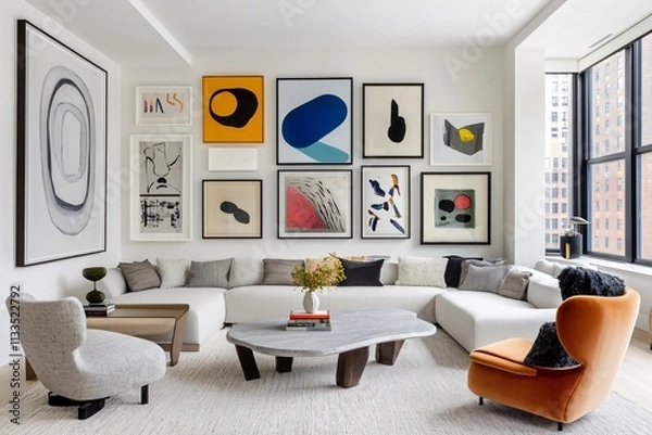 Obraz modern living room with image frames