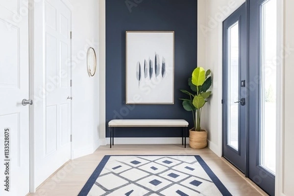 Obraz modern corridor with blue wall