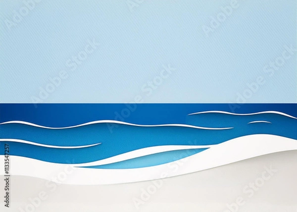 Fototapeta Nature-inspired coastal skyline with ocean and beach elements in a modern minimalist design.