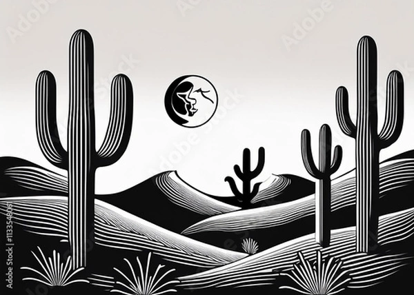 Fototapeta Nature-inspired desert skyline featuring elegant natural elements with clean and modern design.