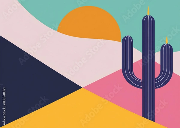 Fototapeta Nature-inspired desert skyline featuring elegant natural elements with clean and modern design.