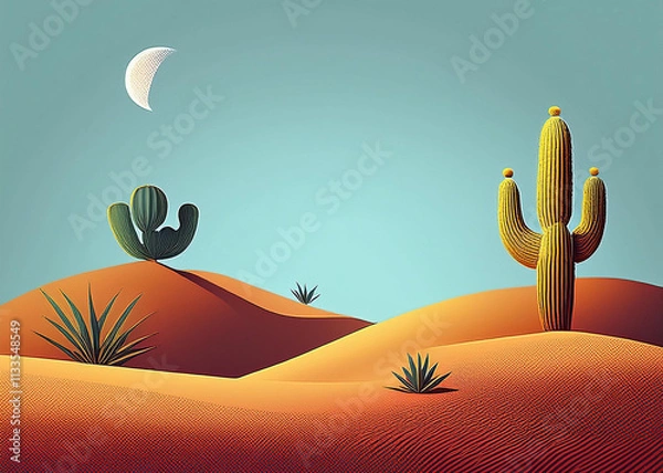 Fototapeta Nature-inspired desert skyline featuring elegant natural elements with clean and modern design.