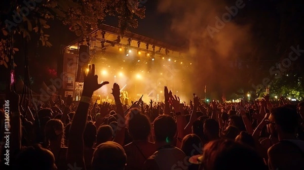 Fototapeta The vibrant Sziget Festival in Budapest, Hungary, capturing the energetic atmosphere, colorful crowds, and unforgettable performances at one of Europe’s largest music festivals