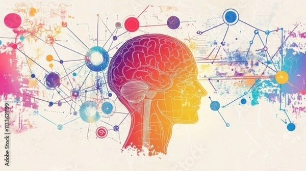 Obraz Colorful Infographic Illustrating Key Mood-Enhancing Hormones