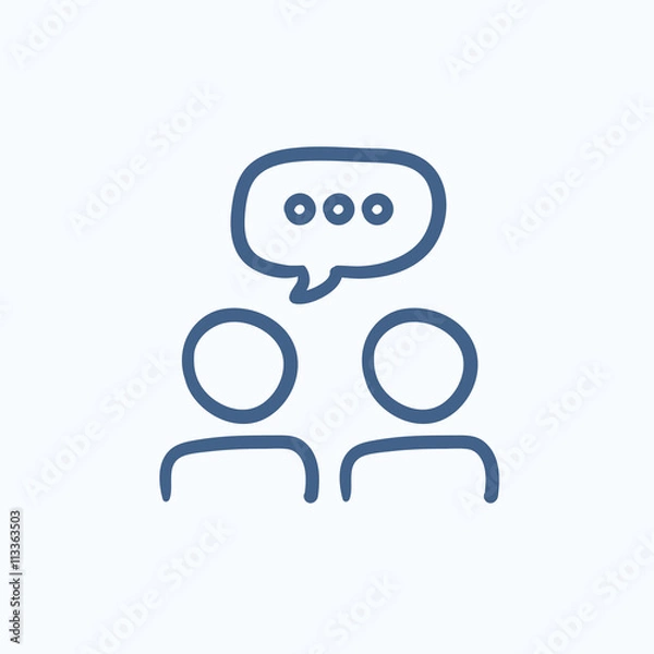 Fototapeta People with speech square above heads sketch icon.