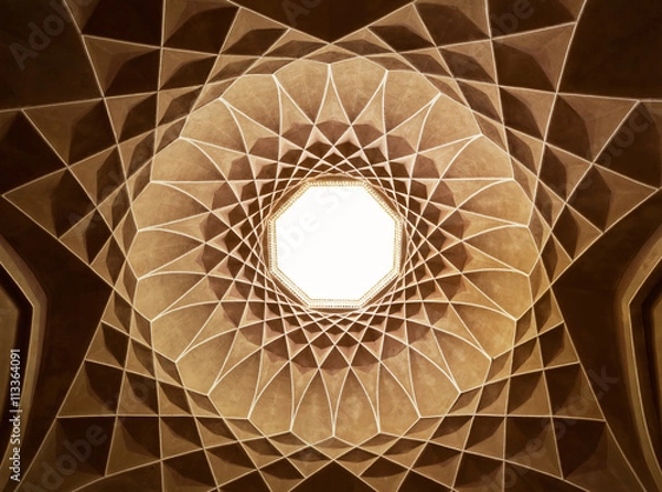 Fototapeta Inside the Ceiling Dome of Pavilion in Dowlat Abad Garden of Yazd