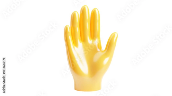 Fototapeta A shiny yellow glove hand, typically used for display or as a tool in various applications.