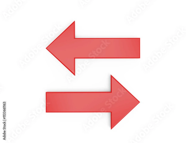Fototapeta Red rendering of alternating arrow on transparent background