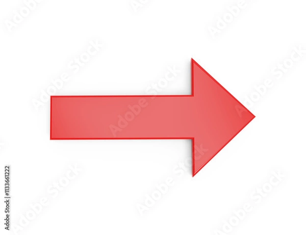 Obraz Red rendering of right arrow on transparent background