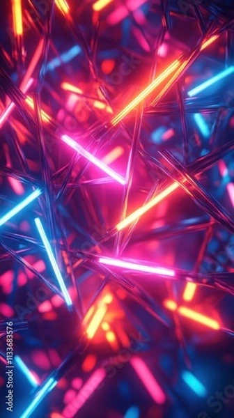 Fototapeta Abstract composition of glowing neon lights intertwined in a dynamic structure.