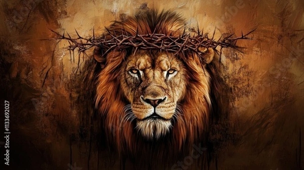Fototapeta The Majesty of the Lion of Judah Captured in Religious Art