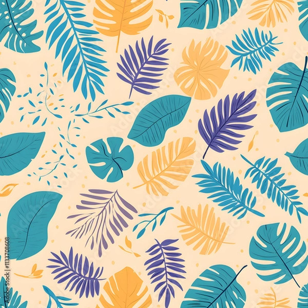 Fototapeta floral flower and leaf elements modern doodle illustrator seamless pattern for wallpaper or background