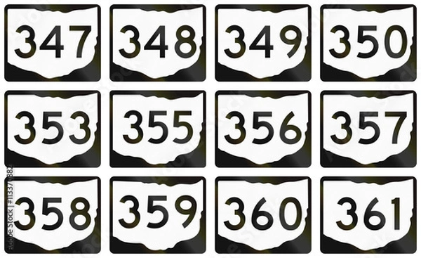 Fototapeta Collection of Ohio Route shields used in the United States