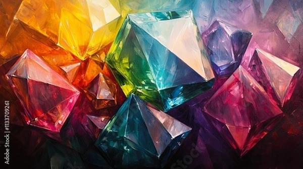 Fototapeta Vibrant Gemstones Clustered In Artistic Display