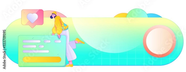 Fototapeta Marketing planning business characters flat vector concept operation hand drawn illustration
