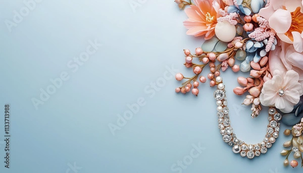 Obraz  A choker necklace adorned with precious stones.  Generative AI.