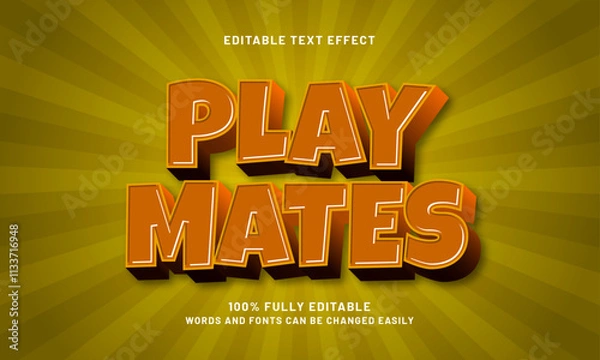 Fototapeta play mates editable text effects with a kids and play theme
