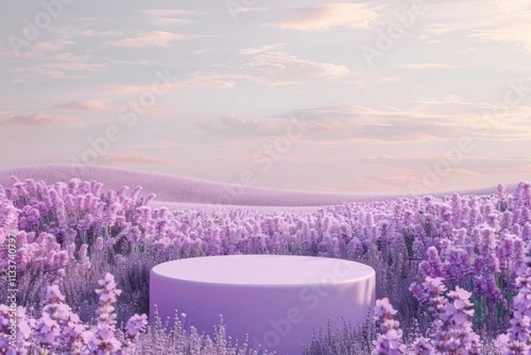 Fototapeta Lavender Podium with Flower Background for NatureThemed Product Showcase