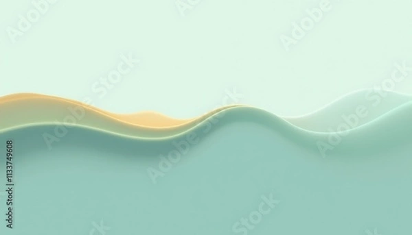 Fototapeta Abstract Pastel Wave Background Smooth Curves Teal Beige Serenity