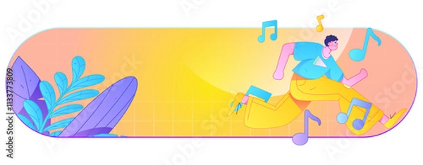 Fototapeta Music characters scene flat vector concept operation illustration
