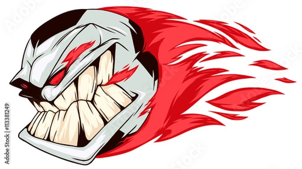 Obraz Soccer fireball with angry smiling face
