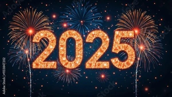 Fototapeta Joyful Celebrations for 2025: A New Year Filled with Fireworks, Hope, Dreams, and Exciting New Opportunities Ahead