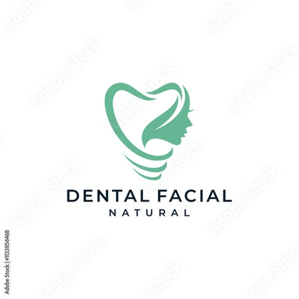 Obraz dentist dental and beautiful face logo design vector template