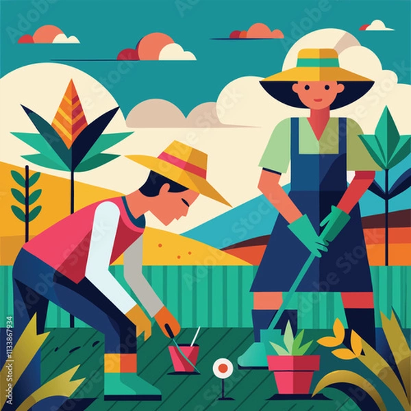 Fototapeta person in a hat with a cocktail