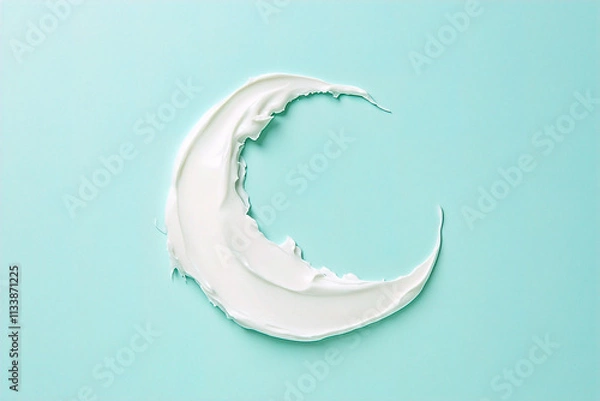 Fototapeta White-coloured, smooth moisturizer swooshs in a crescent shape on a solid colour background. (Generative AI) 