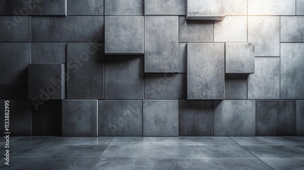 Obraz Abstract metallic tile pattern in grayscale