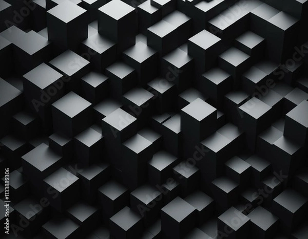 Fototapeta Abstract 3D Geometric Vantablack Background Concept, Generatif AI