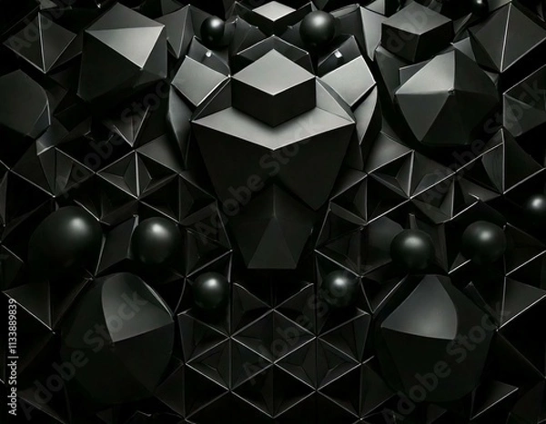Fototapeta Abstract 3D Geometric Vantablack Background Concept, Generatif AI