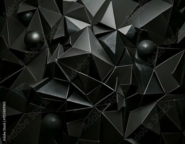 Fototapeta Abstract 3D Geometric Vantablack Background Concept, Generatif AI