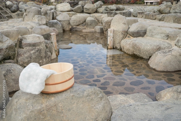 Fototapeta 下呂温泉　噴泉池　Funsenchi　Gero hot spring  岐阜　Gifu