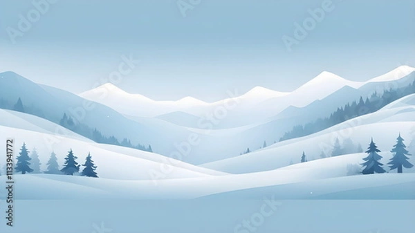 Fototapeta Subtle backdrop with winter landscape