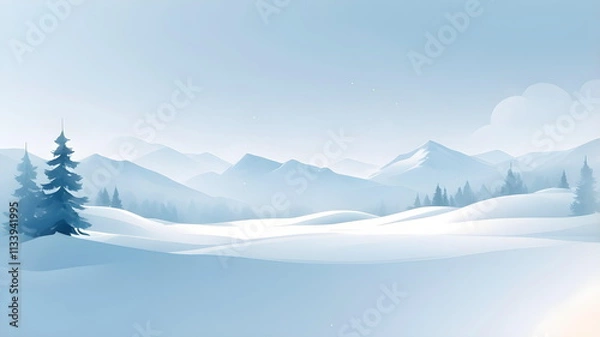 Fototapeta Subtle backdrop with winter landscape