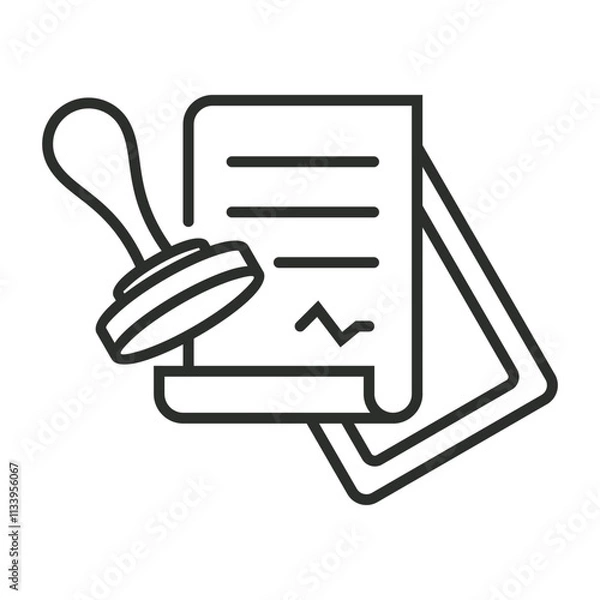 Fototapeta Approval icon, Law and justice symbol outline icon, editable vector illustration and transparent graphic element. Isolated on white background