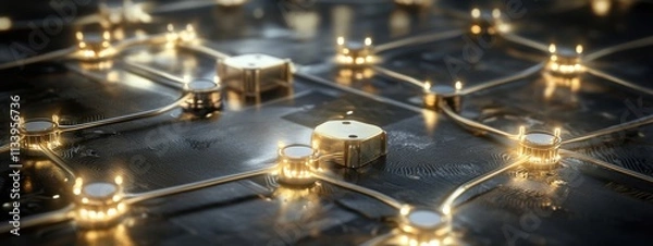 Fototapeta Abstract Technology Background Featuring Glowing Microchips and Circuit Patterns, Symbolizing Advanced Digital Connectivity and Innovation in Modern Electronics