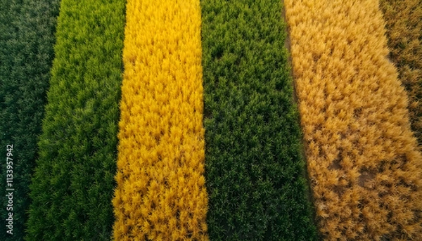 Fototapeta Top-Down View of Colorful Agricultural Fields