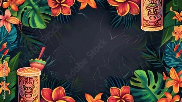 Fototapeta background for a party invitation, tropical and tiki theme