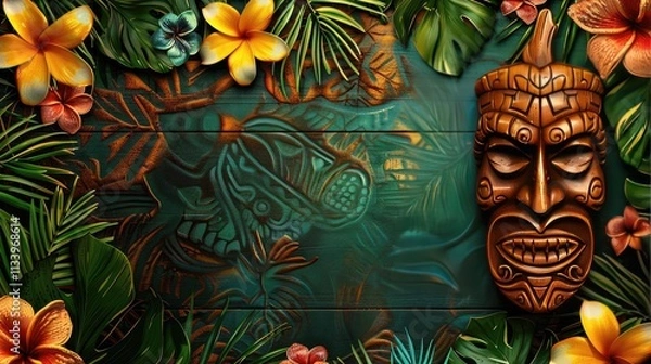 Fototapeta background for a party invitation, tropical and tiki theme
