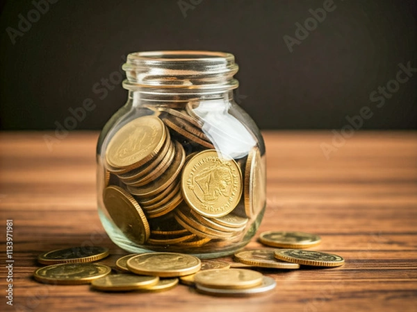 Fototapeta jar with coins