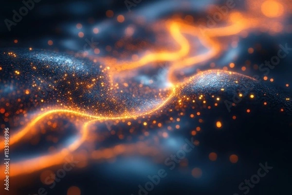 Fototapeta Abstract Glowing Data Streams with Vibrant Shapes and Light Effects in a Dark Background