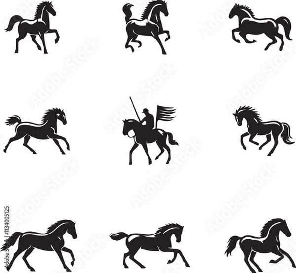 Obraz horse silhouettes set