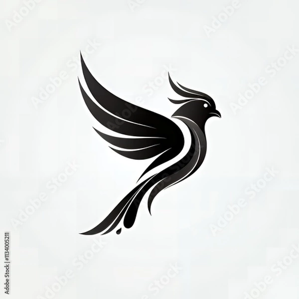 Fototapeta An abstract bird illustration inspired by a droplet of water, featuring smooth curves and angular details. A sleek and minimalist design on a white background.