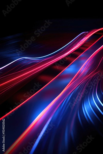 Fototapeta Futuristic Neon Light Waves Abstract