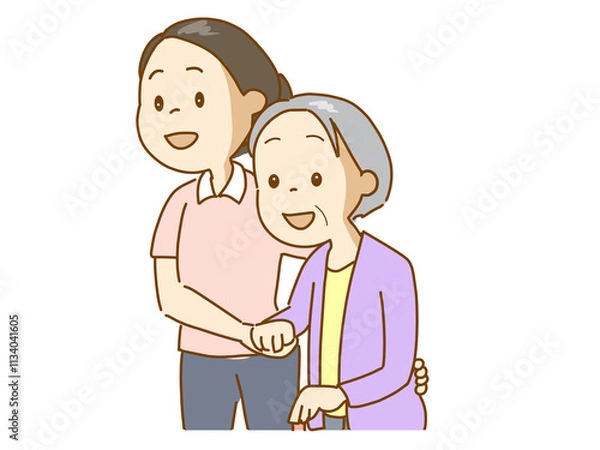 Fototapeta 介護　歩行介助